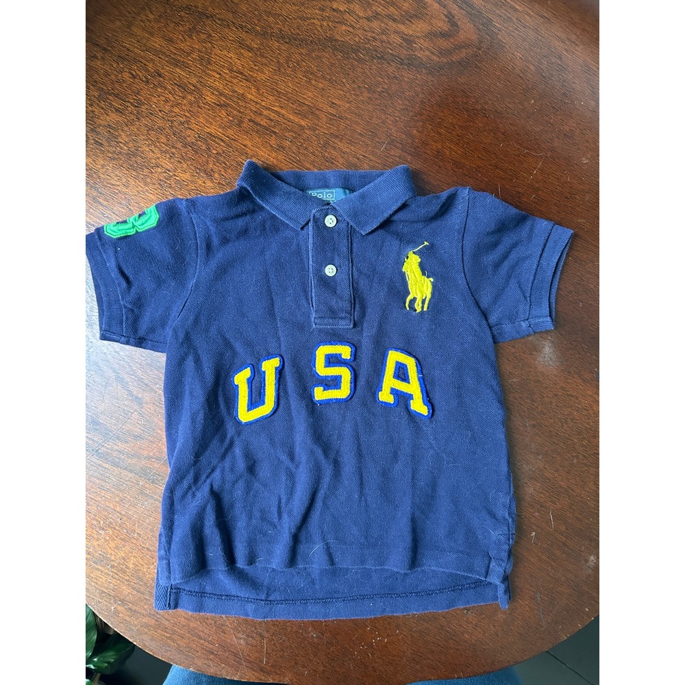 Polo Ralph Lauren Kids Navy Blue Big Pony USA Polo Shirt 24M